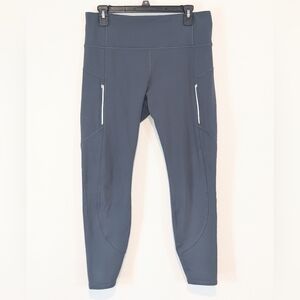 Athleta Gray Rainer Tight 7/8 Leggings Pockets L